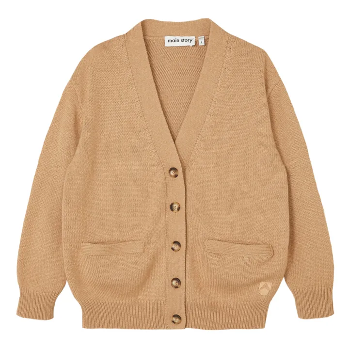 Cardigan Uni Laine Recyclé | Camel- Image produit n°0