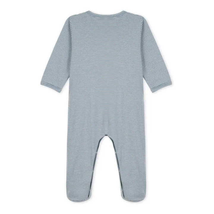 Pyjama mit Füßchen Bio-Baumwolle Crame | Graublau- Produktbild Nr. 2