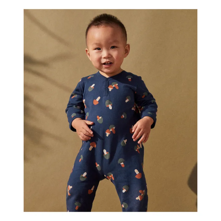 Pyjama à Pieds Coton Bio Chale | Bleu marine- Image produit n°1
