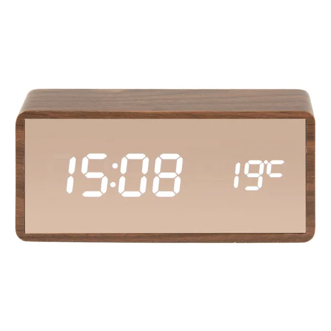 LED-Wecker Copper aus Holz | Walnut
