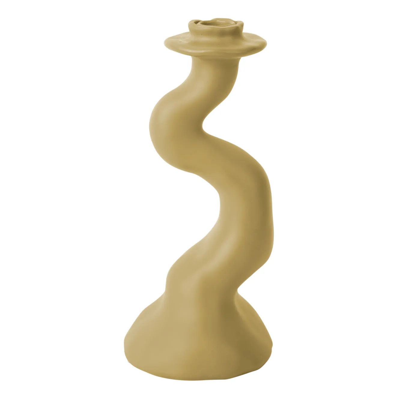 Present Time Beige Organic Swirl Candle Holder - M
