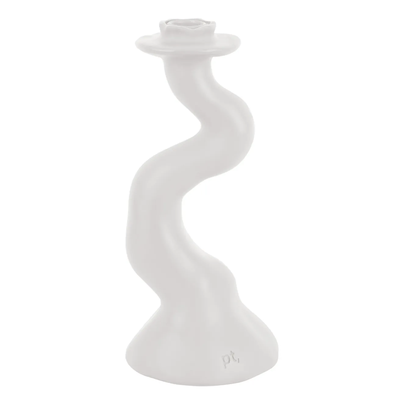 Present Time White Organic Swirl Candle Holder - M