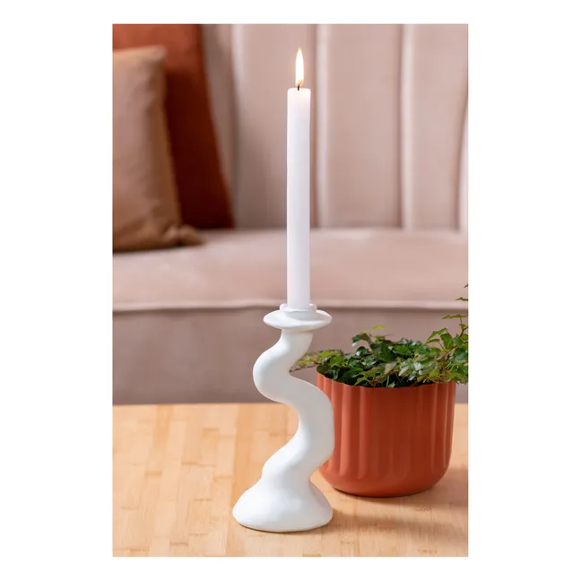 Organic Swirl Candle Holder - M | White