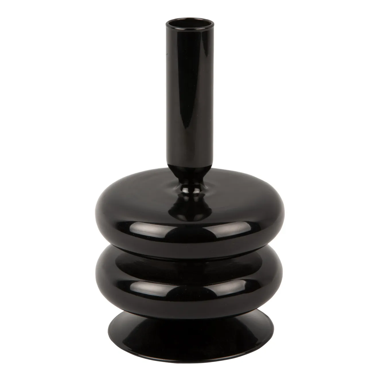 Present Time Black Sparkle Double Ring Candle Holder