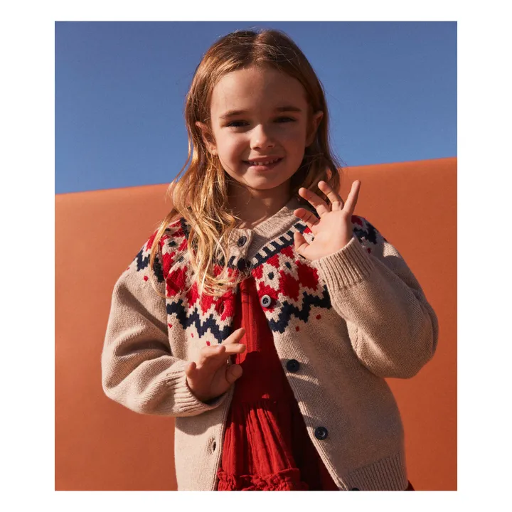Carita Jacquard Knitted Cardigan | Beige- Product image n°2