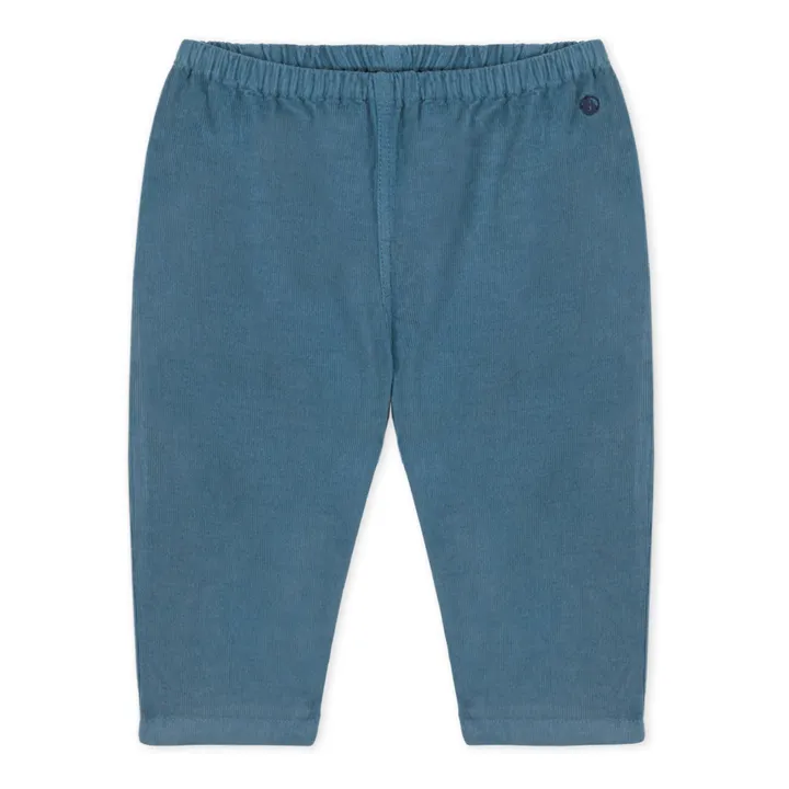 Pantalones de terciopelo de algodón orgánico Caramba | Azul- Imagen del producto n°0