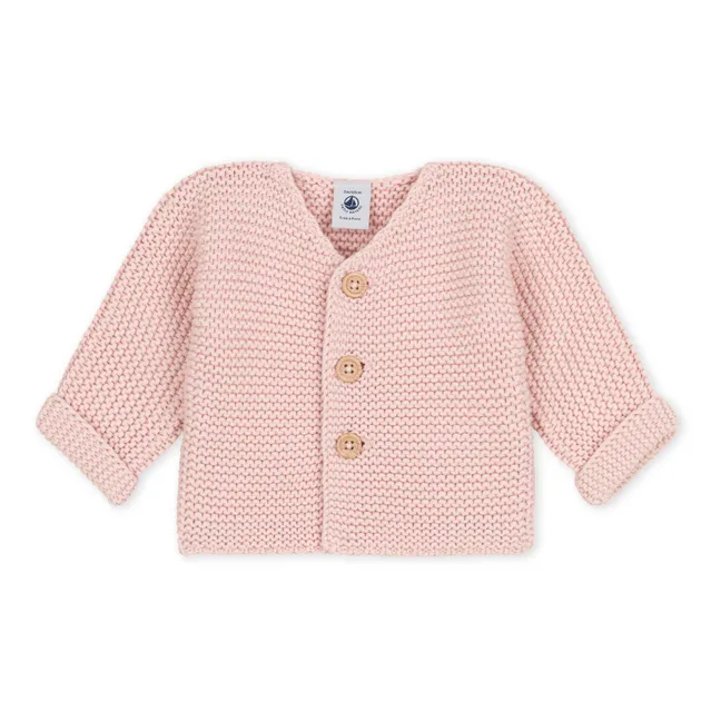 Clothilde Garter Stitch Knitted Cardigan | Pink
