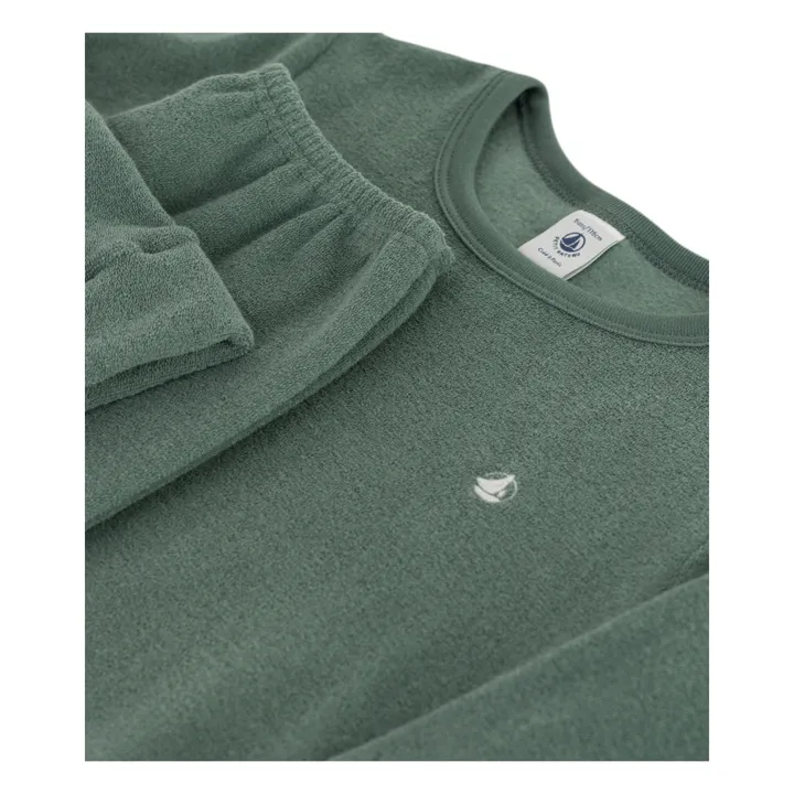 Cison Recycled Terry Cloth Pyjamas | Dark green- Product image n°3