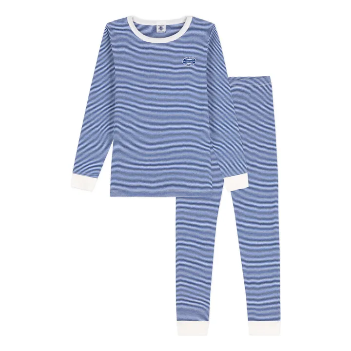 Pijama de algodón orgánico encerado | Azul- Imagen del producto n°0