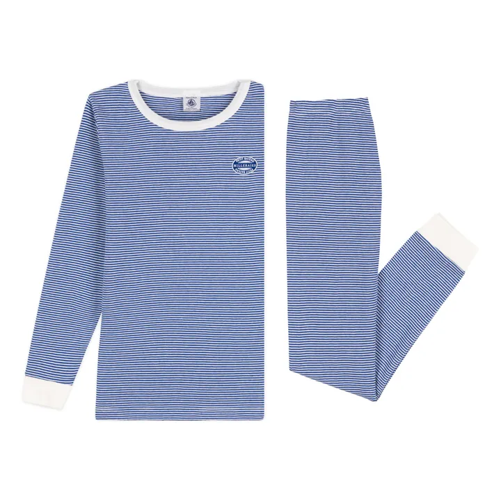 Pijama de algodón orgánico encerado | Azul- Imagen del producto n°2
