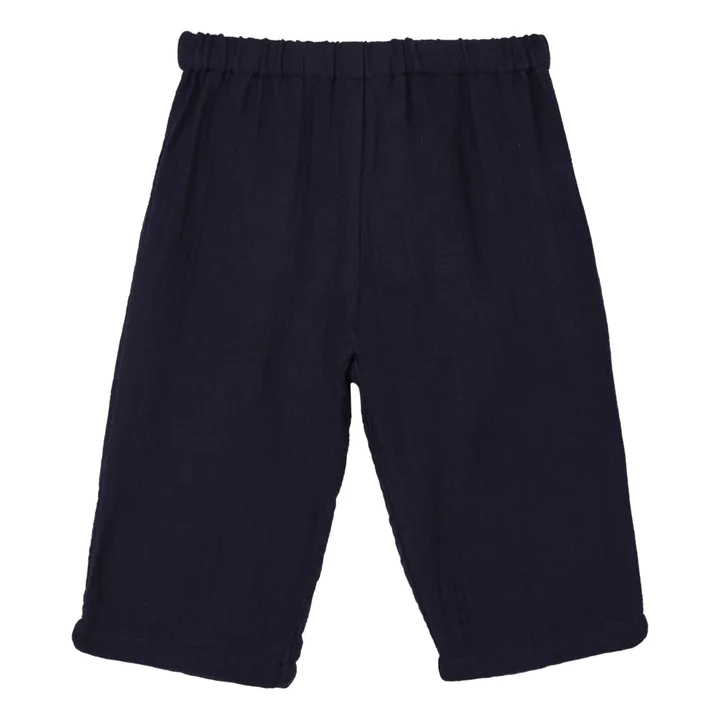 Futur Organic Cotton Muslin Trousers | Navy blue- Product image n°0