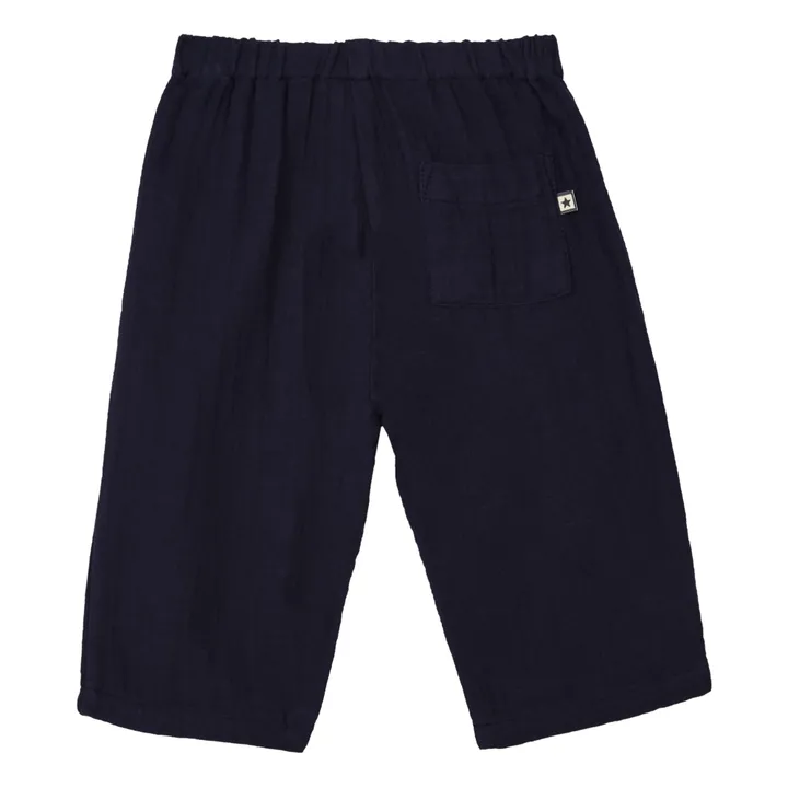 Futur Organic Cotton Muslin Trousers | Navy blue- Product image n°1
