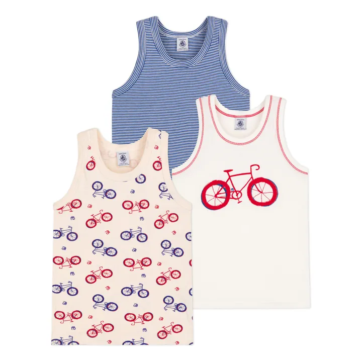 Organic Cotton Bicycle Tank Tops - Set of 3 | Cream- Product image n°0