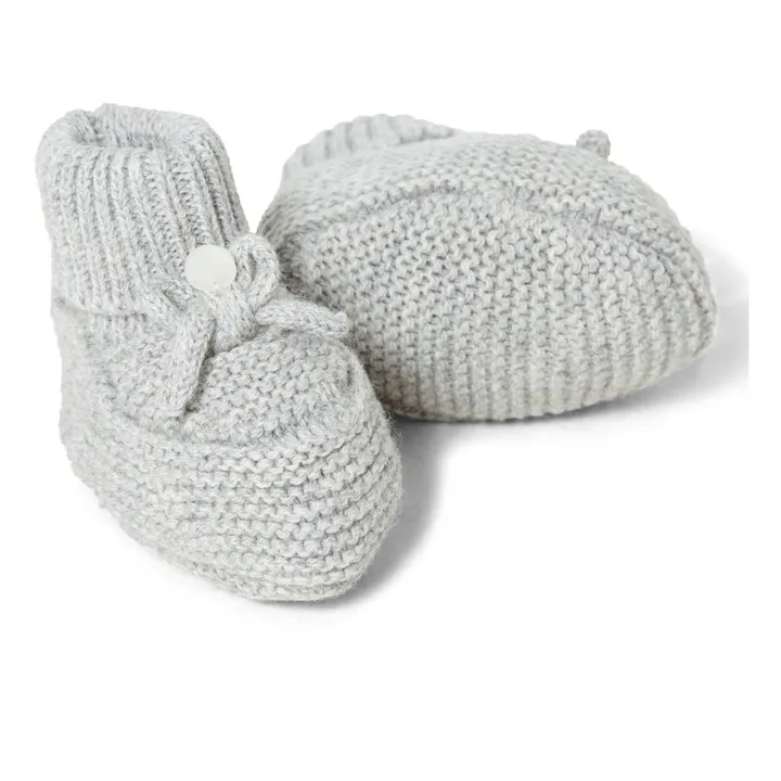 Babyschuhe aus Bauwolle, Wolle und Kaschmir | Grau Meliert- Produktbild Nr. 1