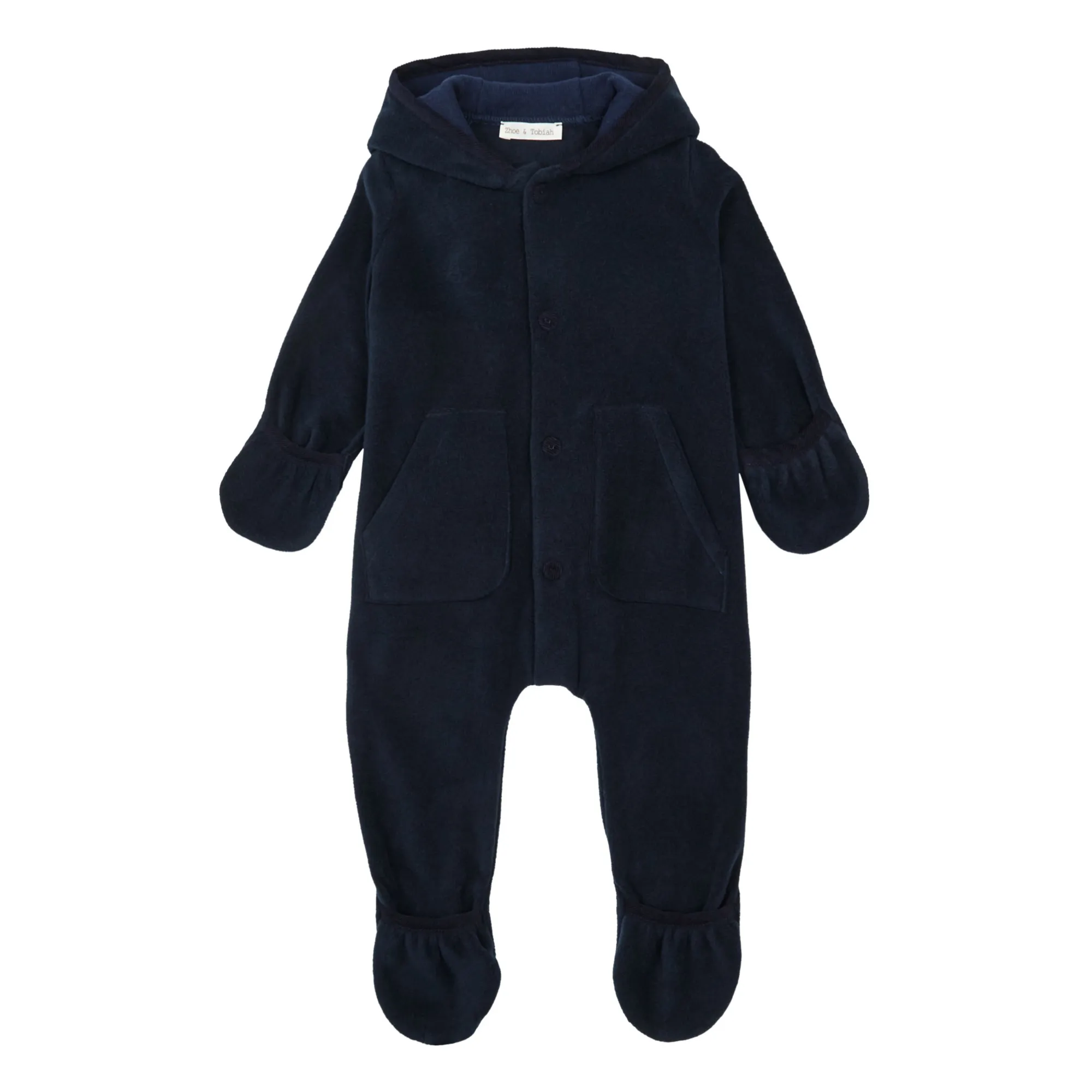Zhoe & Tobiah Navy Blue Woollen-Lined Polar Fleece Baby Snowsuit