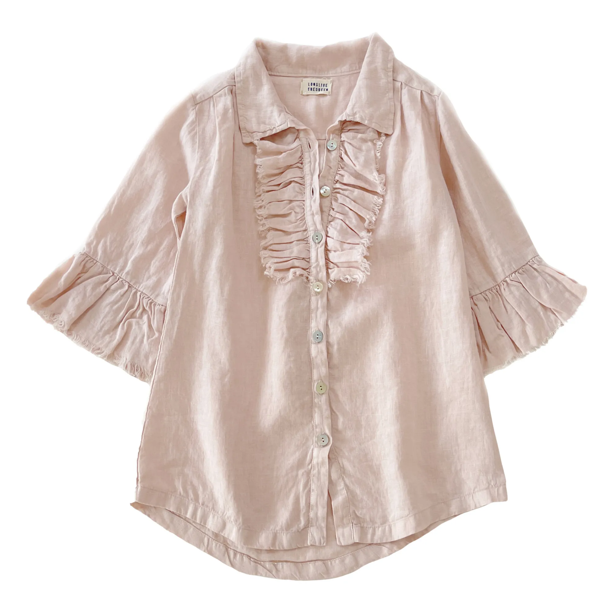 Longlivethequeen Dusty Pink Linen Frill Dress