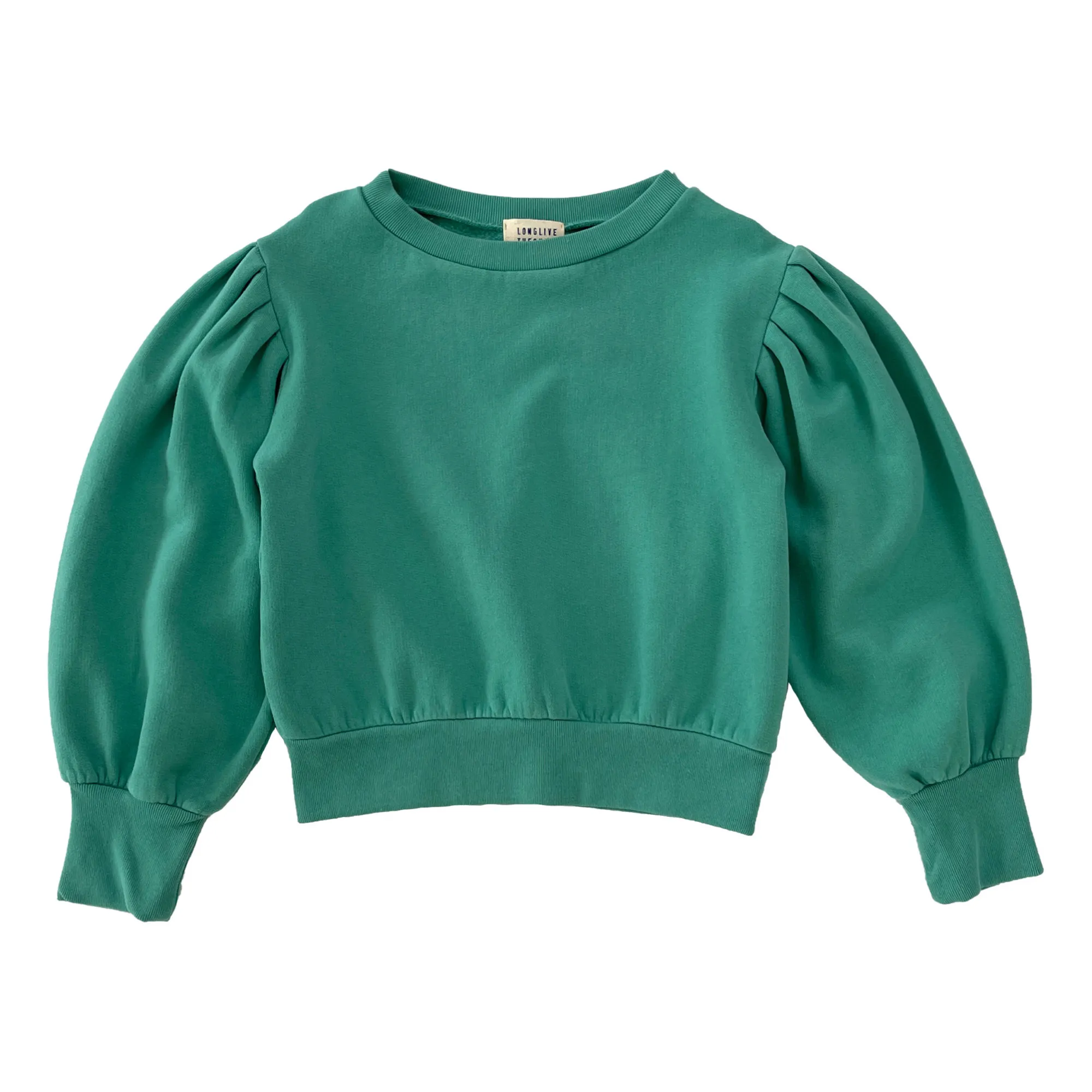 Longlivethequeen Emerald Green Organic Cotton Balloon Sleeve Sweatshirt
