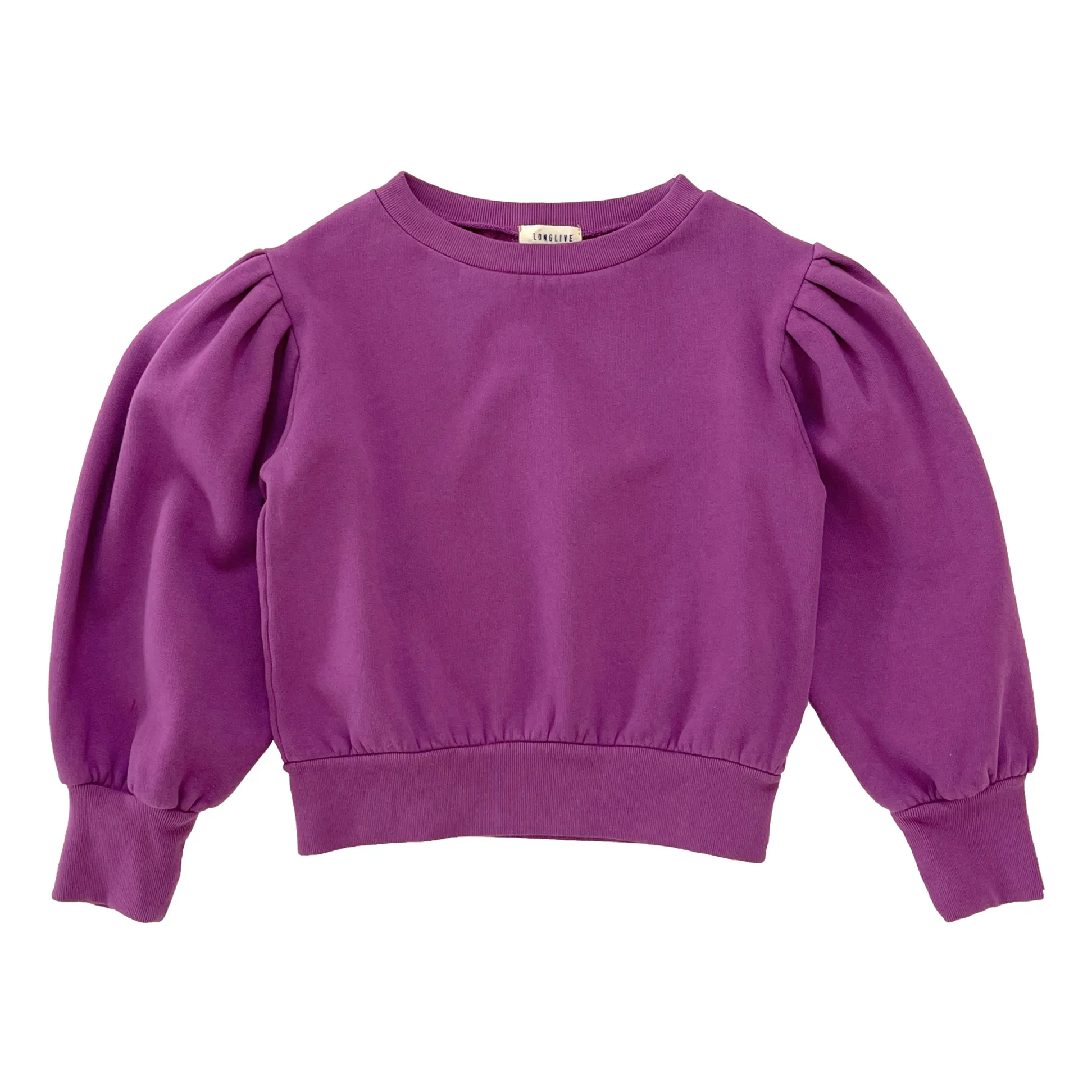 Longlivethequeen Purple Organic Cotton Balloon Sleeve Sweatshirt