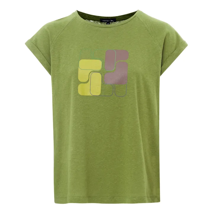 Camiseta Valentina de algodón y lino | Verde- Imagen del producto n°0