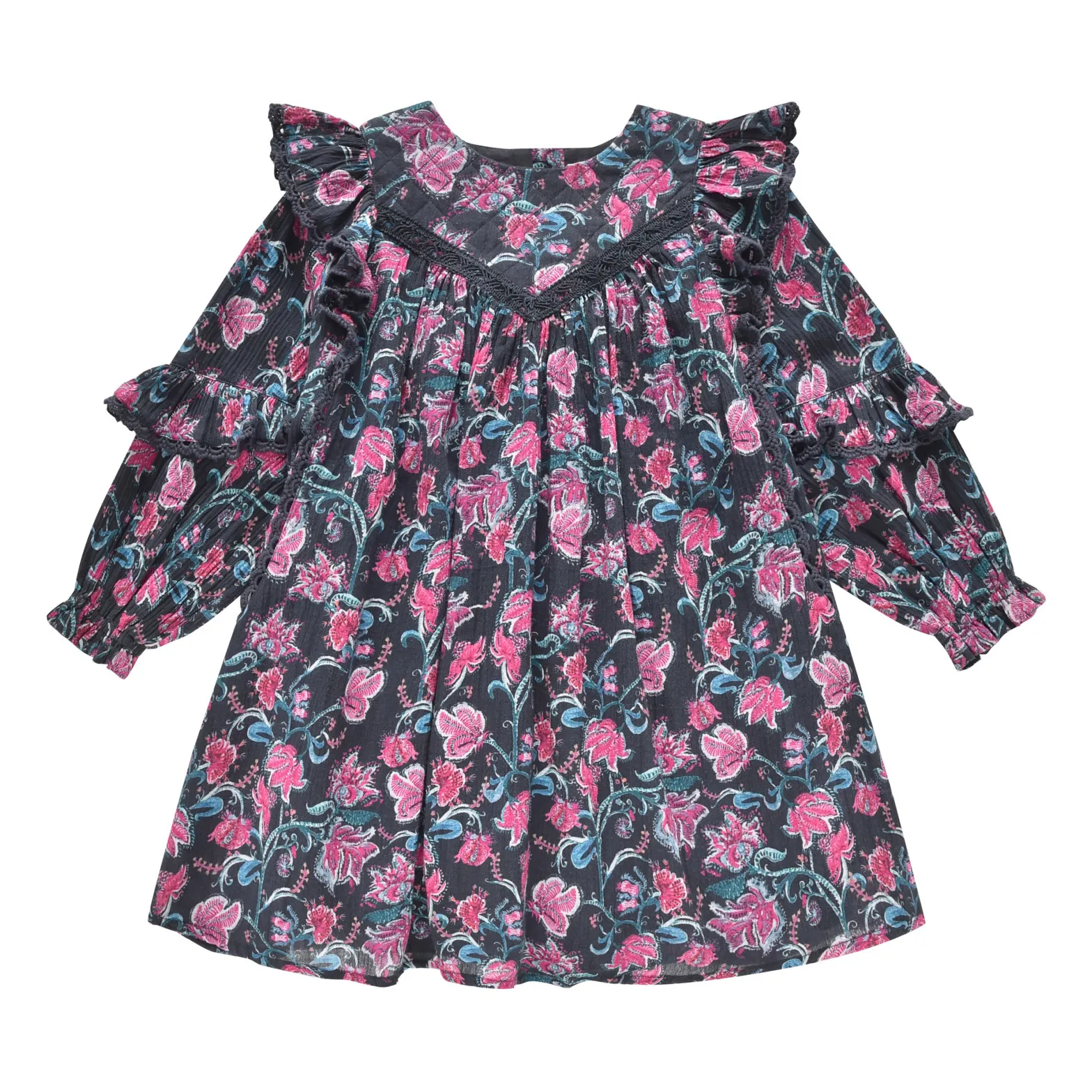 Louise Misha Charcoal Grey Lara Organic Cotton Dress