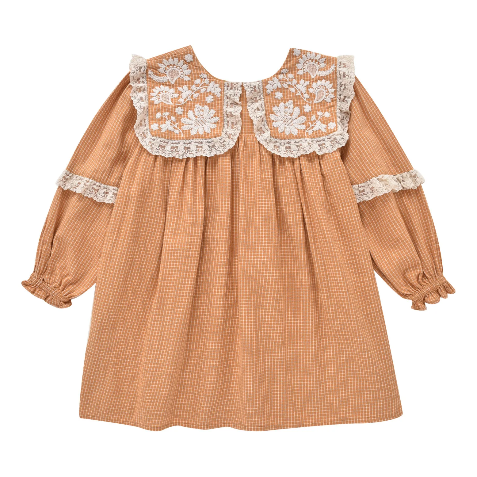 Louise Misha Ochre Arnola Checked Organic Cotton Dress