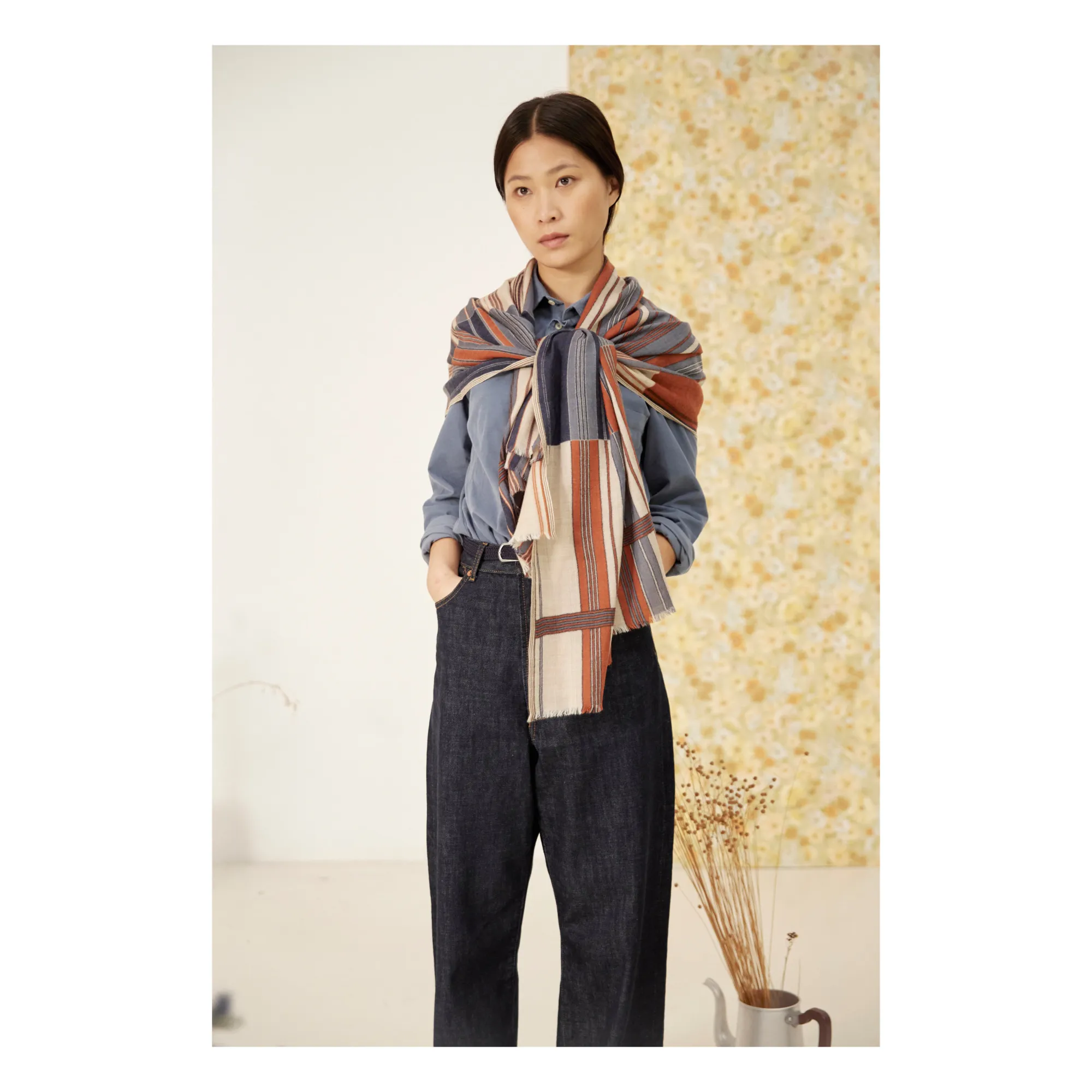 631 Woollen Scarf | Grey blue- Product image n°1
