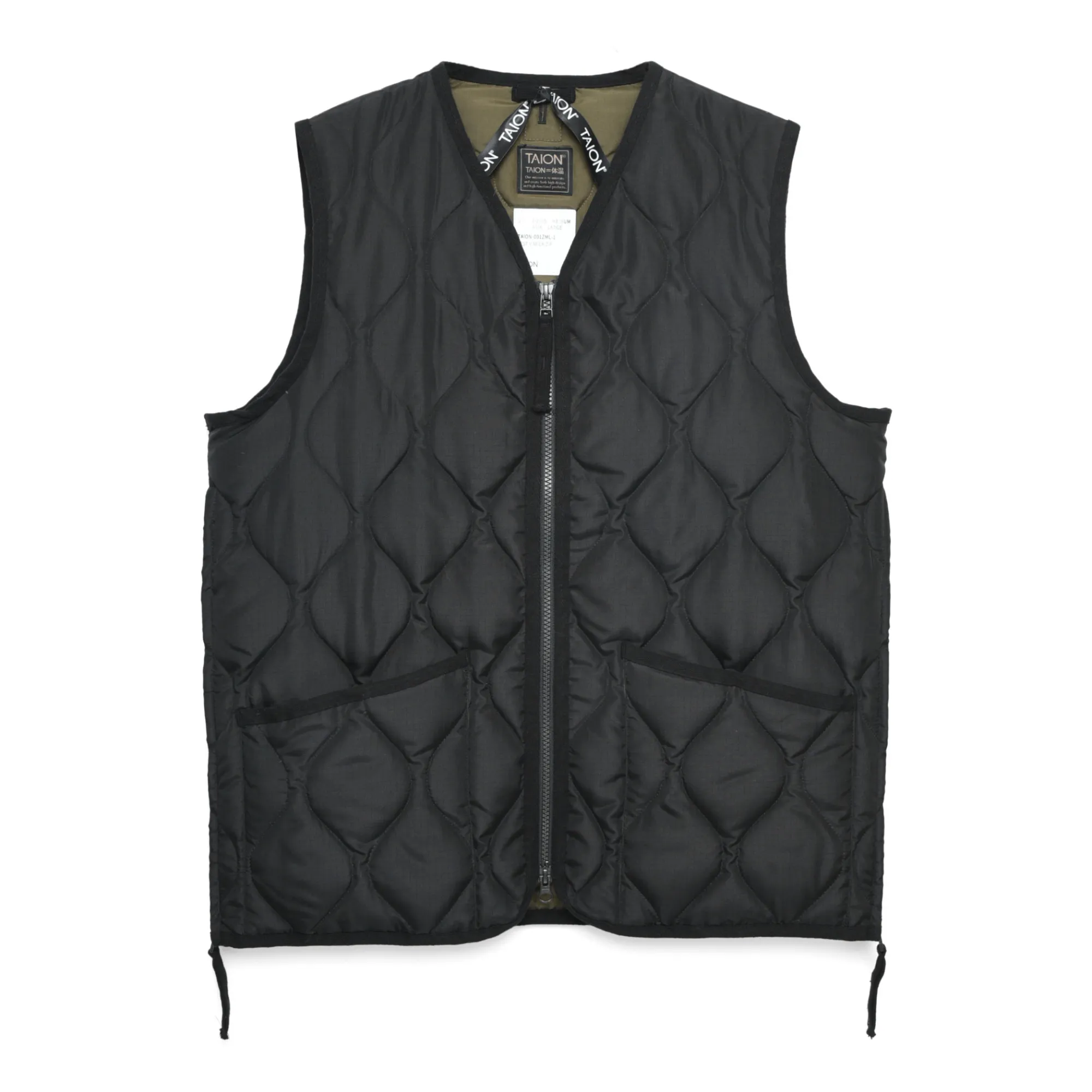 Taion Black Quilted Military Vest