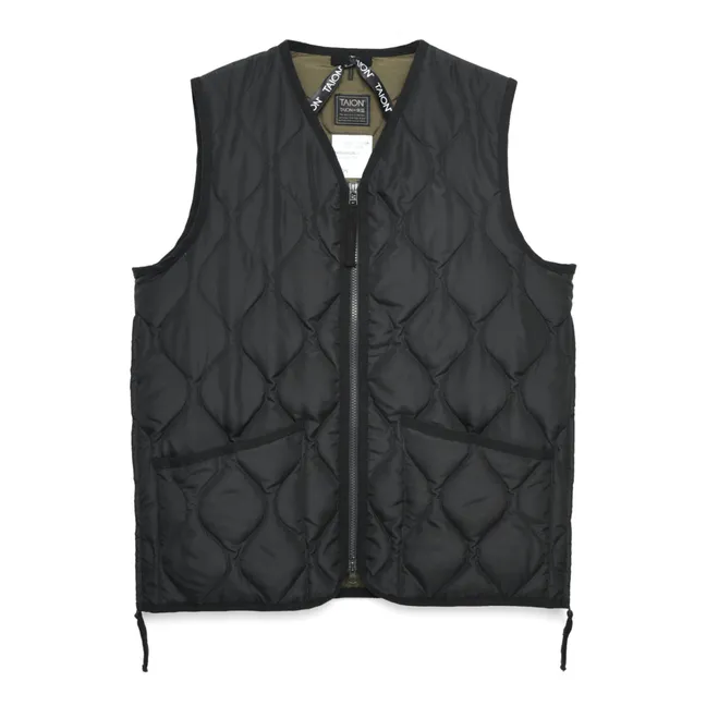 Quilted Military Vest | Black