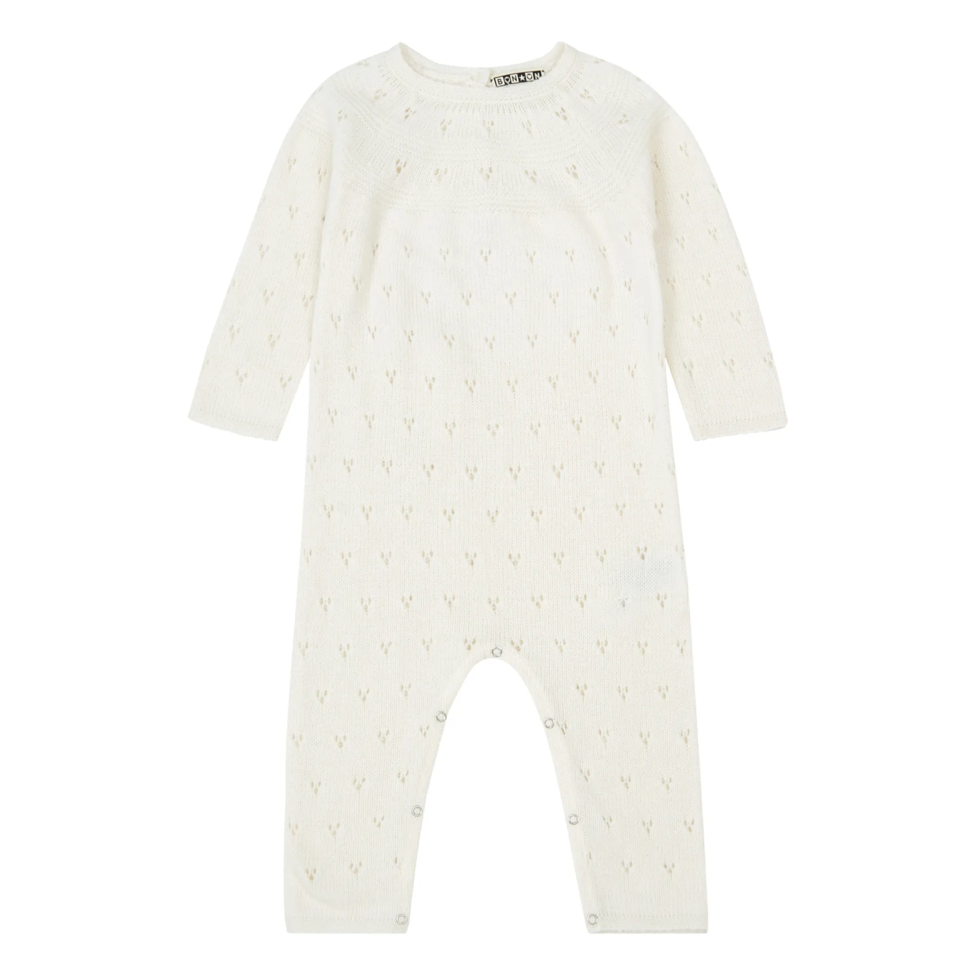 Bonton Ecru Maman Merino Wool Openwork Jumpsuit