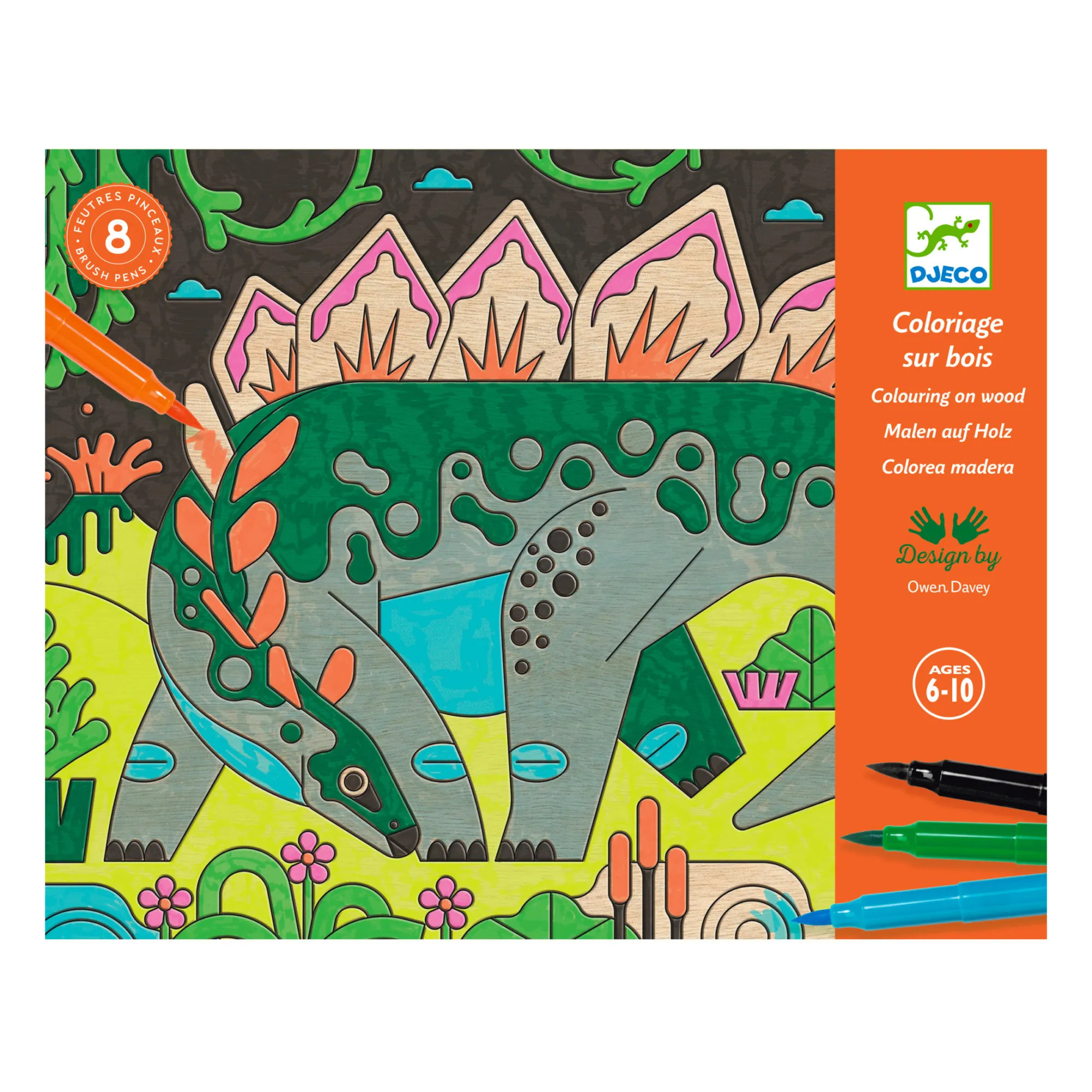 Djeco Multicoloured Dinosaur World Colouring-In