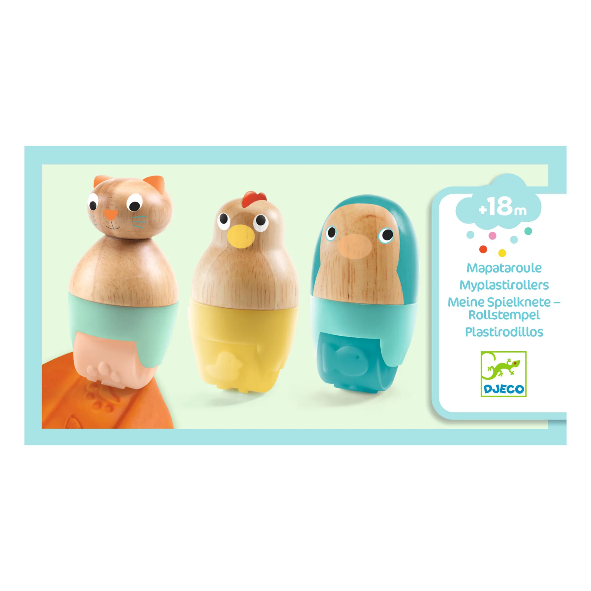 Djeco Multicoloured Modelling Clay Rolling Pins
