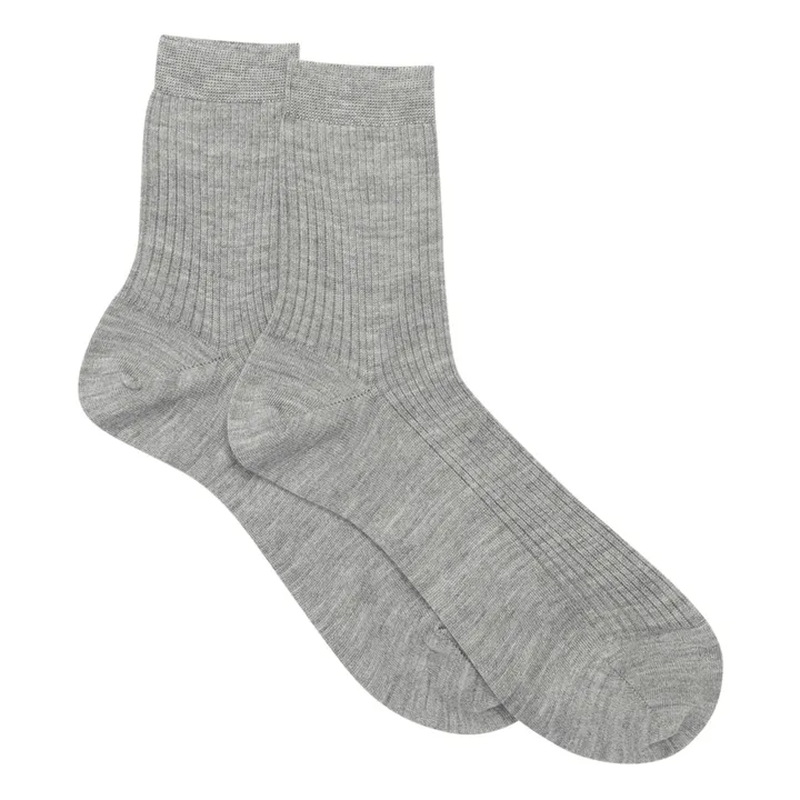 English Cashmere, Merino Wool and Silk Socks | Grey- Product image n°0