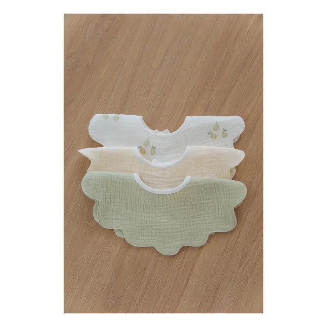 Babero pétalo de jardín de algodón orgánico - Lote de 3 | Garden