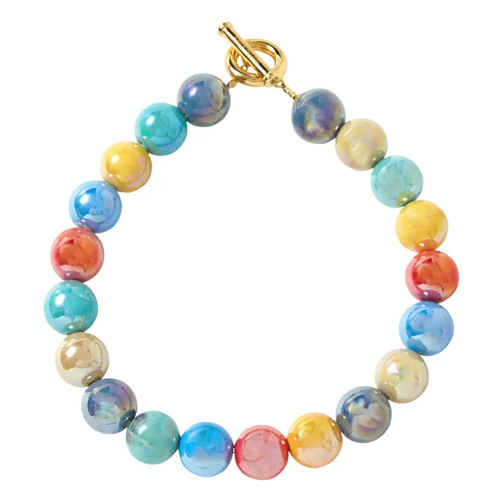 Large Shiny Pearl Necklace | Blue- Product image n°0