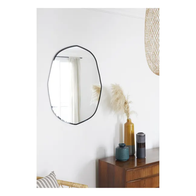 Extra Flat Bevelled Black Contour Mirror - Asymmetric 66 x 85 cm | Black