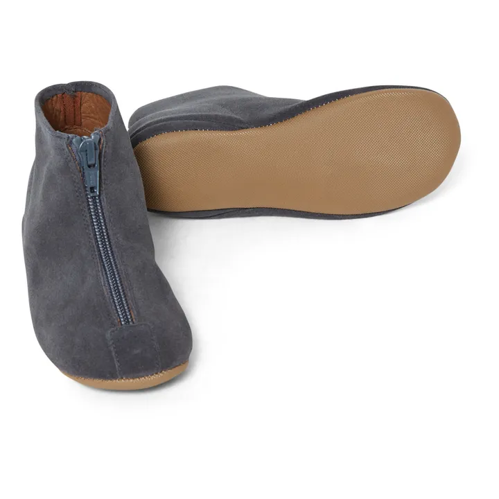 Pantofole con zip, in nubuck | Grigio antracite- Immagine del prodotto n°1