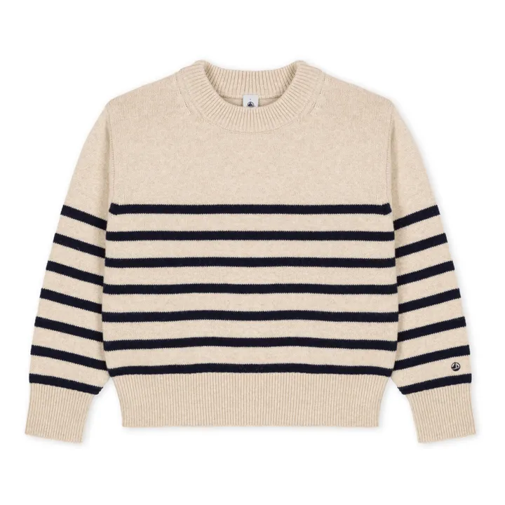 Striped Organic Wool Jumper - Women’s Collection  | Beige- Product image n°0