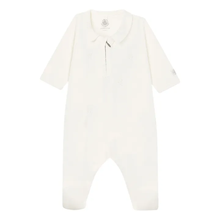 Pyjama aus Samt und Bio-Baumwolle Camelia | Weiß- Produktbild Nr. 0