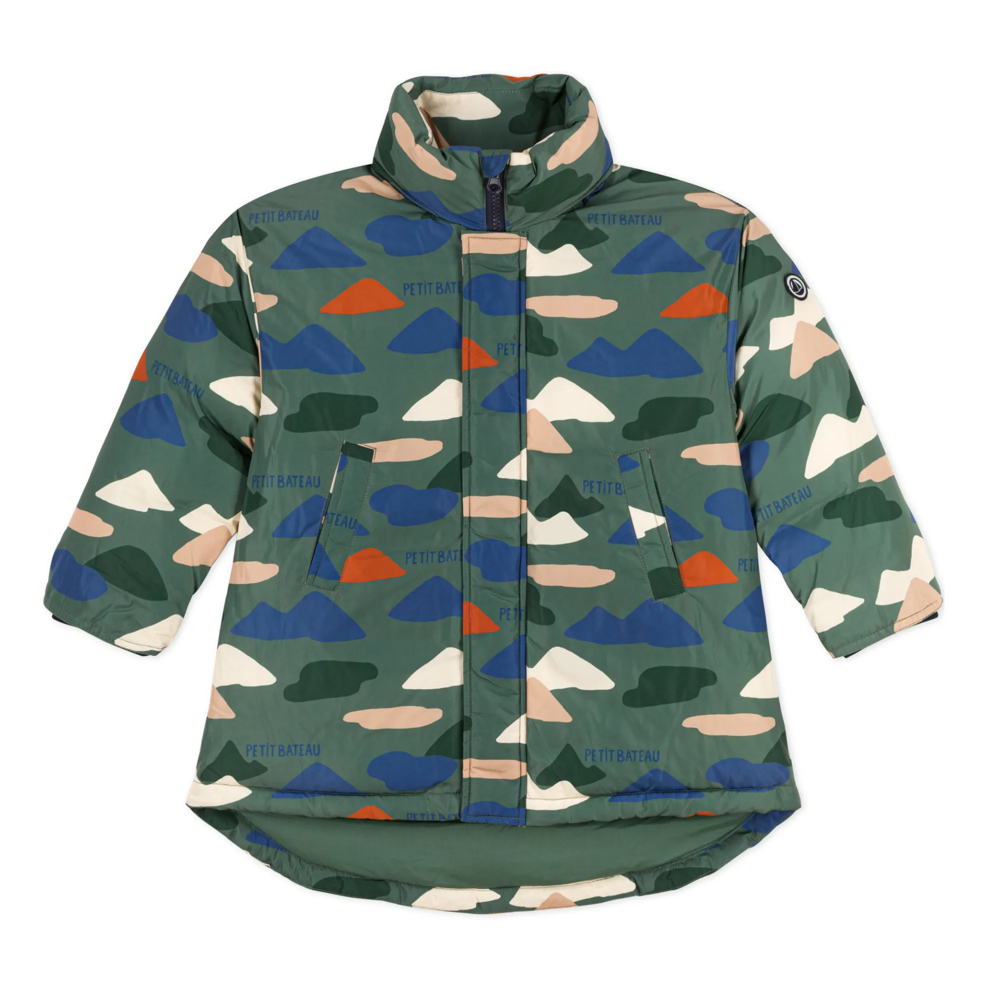 Petit Bateau Green Castille Puffer Jacket