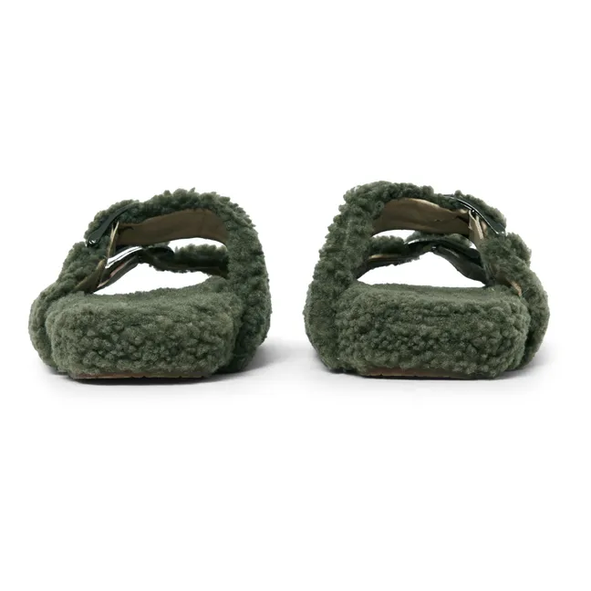Pantofoline imbottite, con cinturino | Verde militare