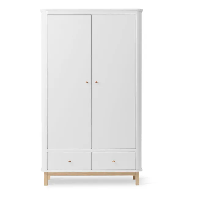 2-Door Oak Wardrobe | White