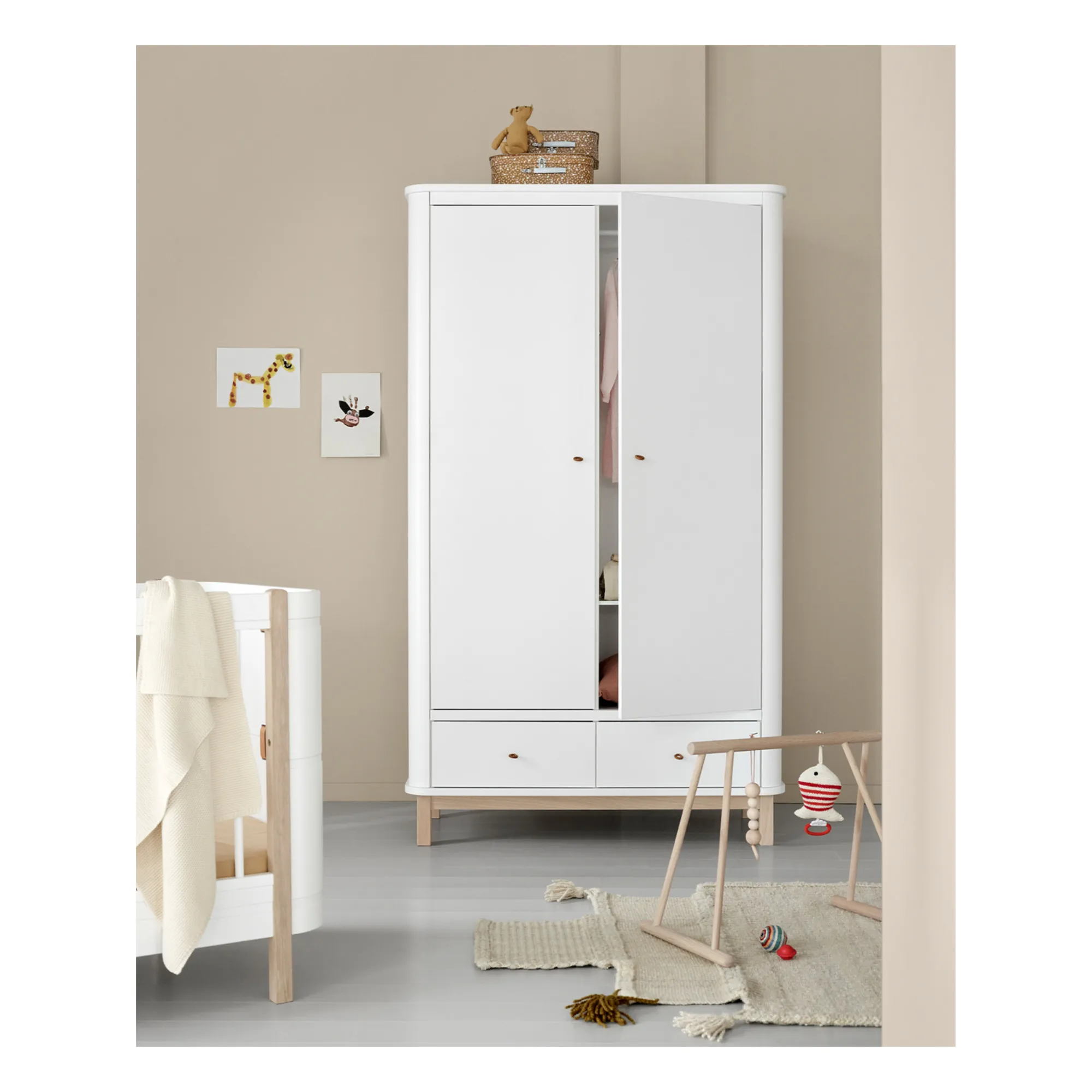 Armoire 2 portes en chêne | Blanc- Image produit n°1