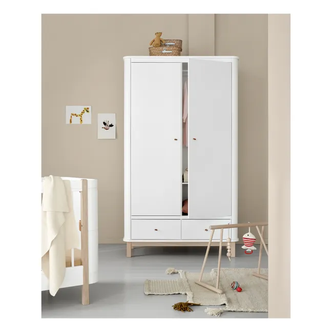 2-Door Oak Wardrobe | White