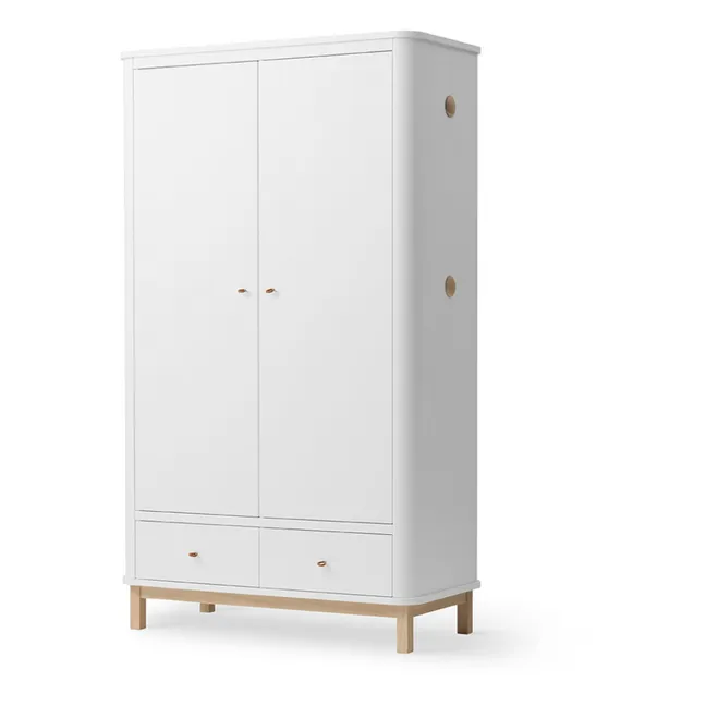 2-Door Oak Wardrobe | White