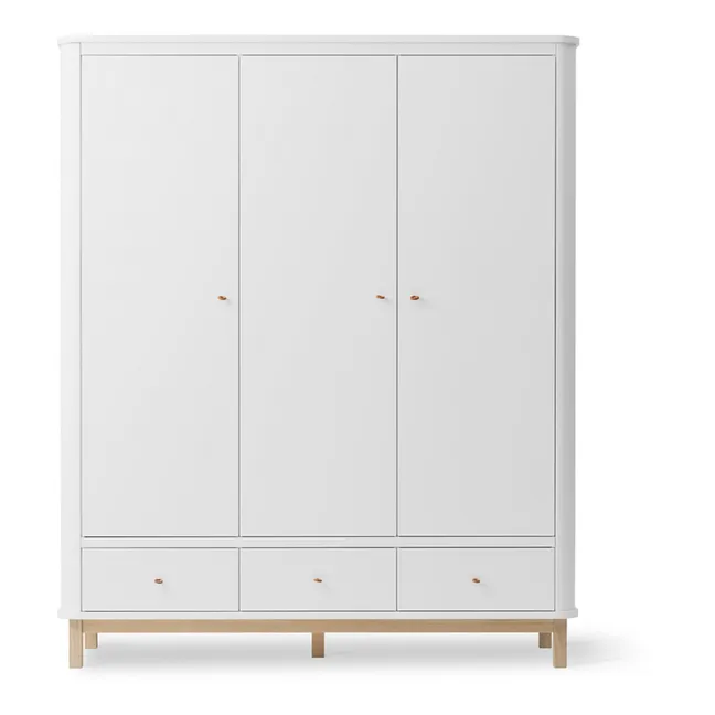 3-Door Oak Wardrobe | White