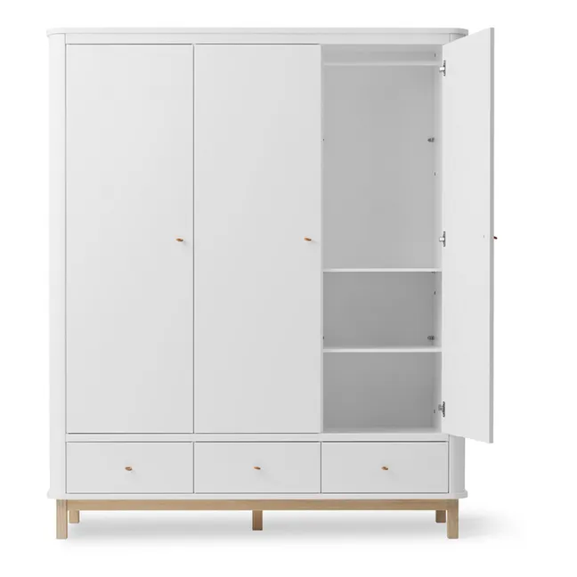 3-Door Oak Wardrobe | White