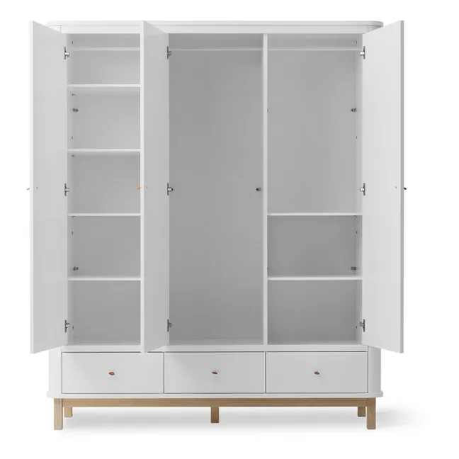 3-Door Oak Wardrobe | White