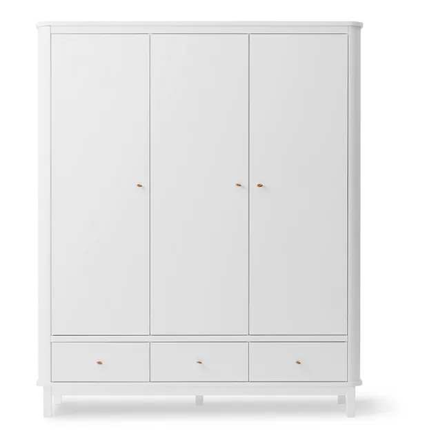 3-Door Birch Wardrobe 204 x 168 cm | White
