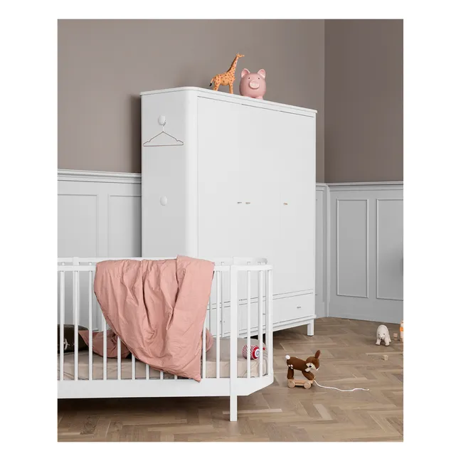 3-Door Birch Wardrobe 204 x 168 cm | White