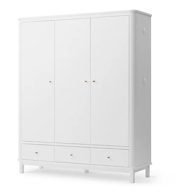 3-Door Birch Wardrobe 204 x 168 cm | White